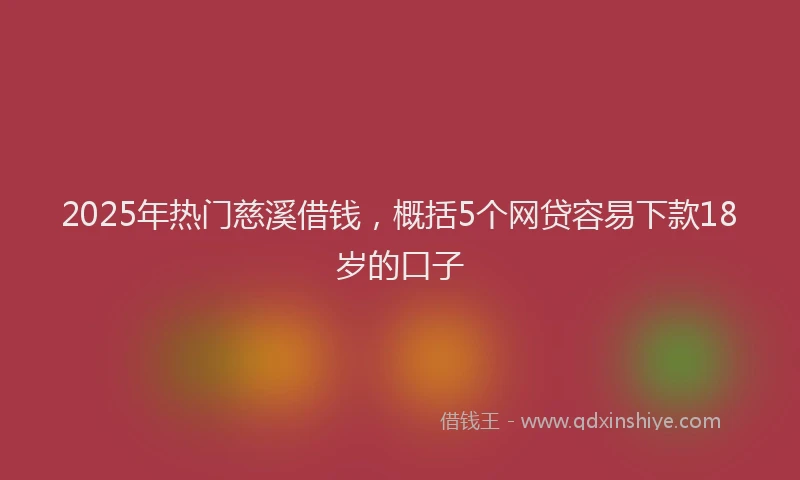 2025年热门慈溪借钱，概括5个网贷容易下款18岁的口子