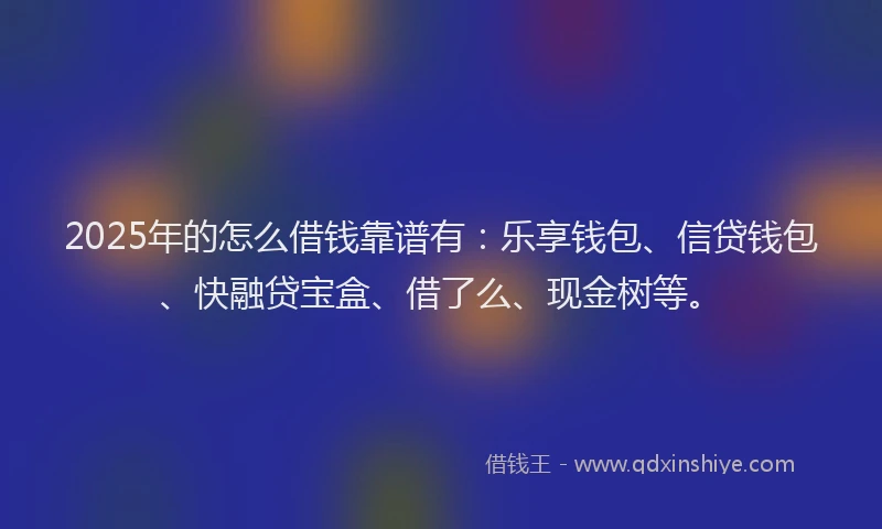 2025年的怎么借钱靠谱有：乐享钱包、信贷钱包、快融贷宝盒、借了么、现金树等。
