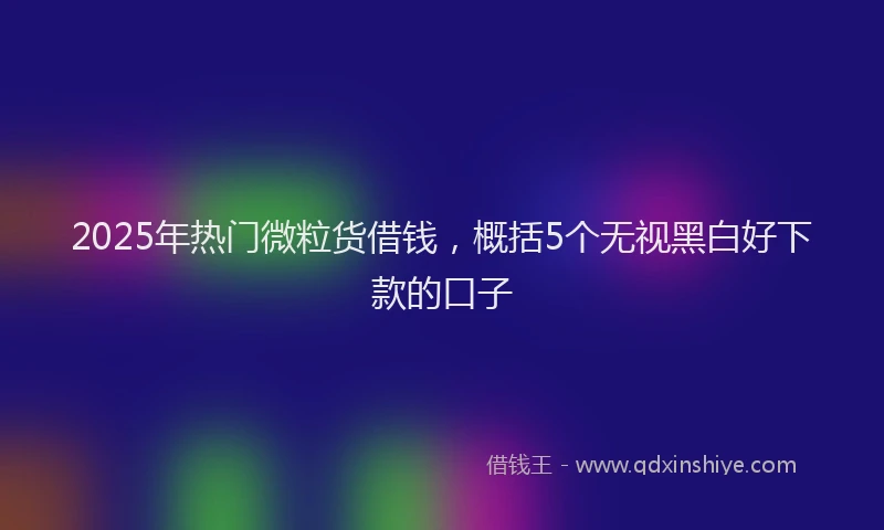2025年热门微粒货借钱，概括5个无视黑白好下款的口子