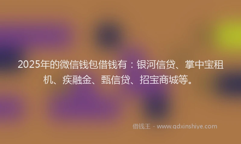 2025年的微信钱包借钱有：银河信贷、掌中宝租机、疾融金、甄信贷、招宝商城等。