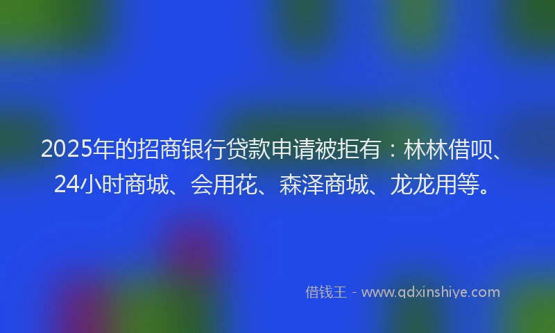 2025年的招商银行贷款申请被拒有：林林借呗、24小时商城、会用花、森泽商城、龙龙用等。