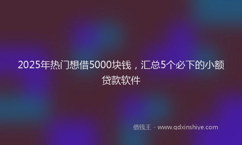 2025年热门想借5000块钱，汇总5个必下的小额贷款软件