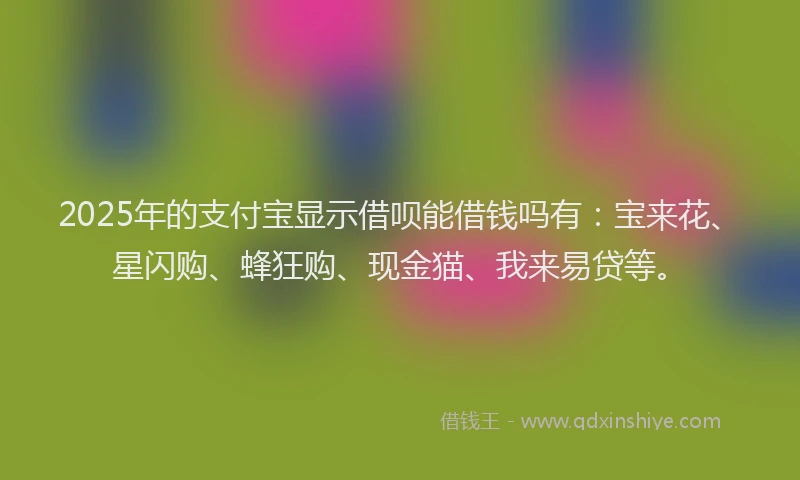2025年的支付宝显示借呗能借钱吗有：宝来花、星闪购、蜂狂购、现金猫、我来易贷等。
