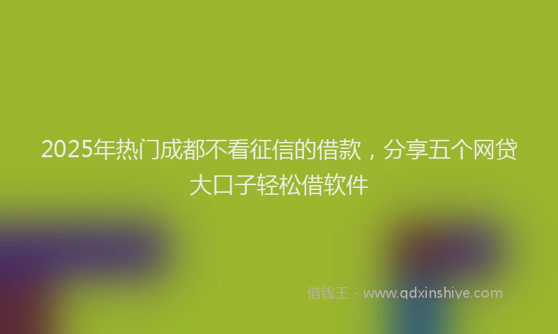 2025年热门成都不看征信的借款，分享五个网贷大口子轻松借软件