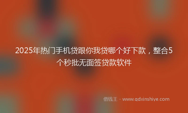2025年热门手机贷跟你我贷哪个好下款，整合5个秒批无面签贷款软件