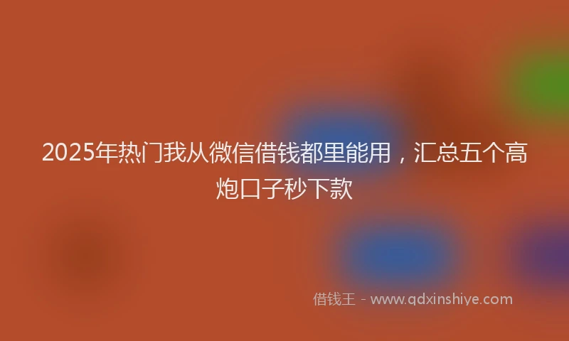 2025年热门我从微信借钱都里能用，汇总五个高炮口子秒下款