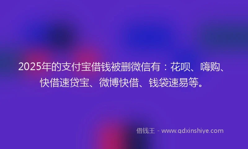 2025年的支付宝借钱被删微信有：花呗、嗨购、快借速贷宝、微博快借、钱袋速易等。