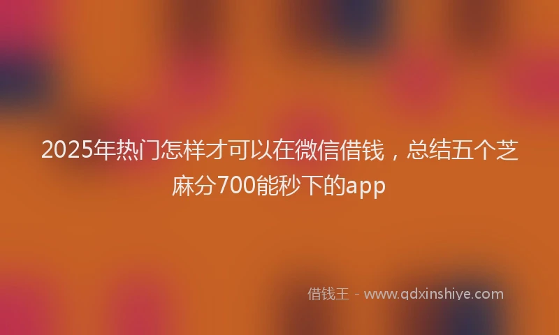 2025年热门怎样才可以在微信借钱，总结五个芝麻分700能秒下的app