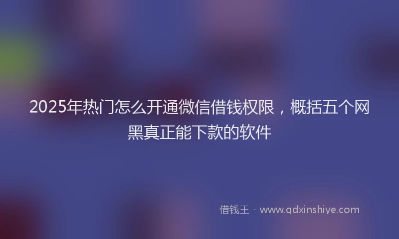 2025年热门怎么开通微信借钱权限，概括五个网黑真正能下款的软件