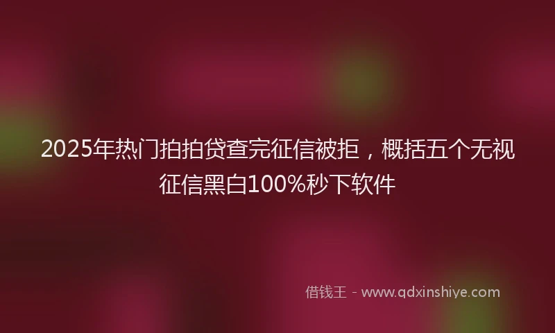 2025年热门拍拍贷查完征信被拒，概括五个无视征信黑白100%秒下软件