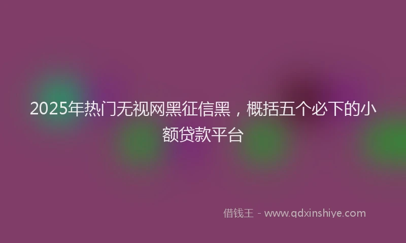 2025年热门无视网黑征信黑，概括五个必下的小额贷款平台