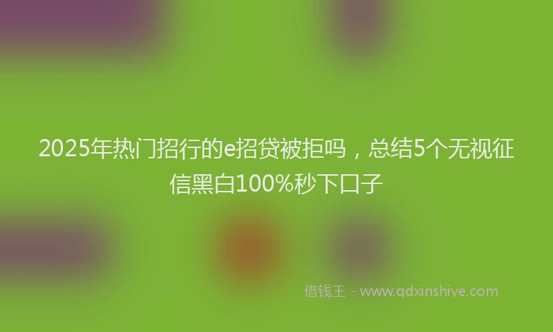 2025年热门招行的e招贷被拒吗，总结5个无视征信黑白100%秒下口子
