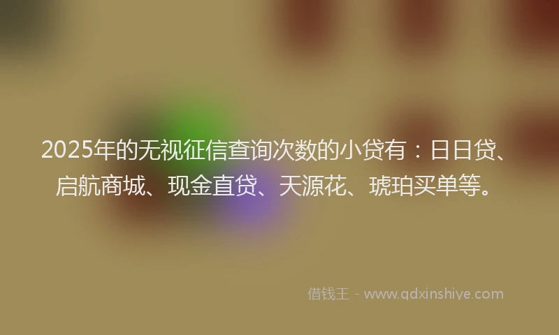 2025年的无视征信查询次数的小贷有：日日贷、启航商城、现金直贷、天源花、琥珀买单等。