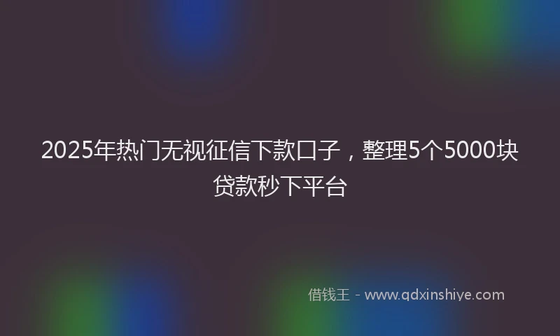 2025年热门无视征信下款口子，整理5个5000块贷款秒下平台