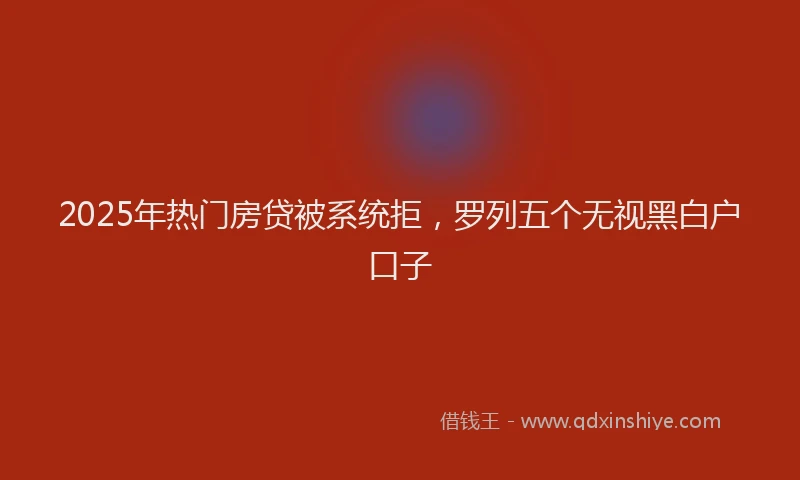 2025年热门房贷被系统拒，罗列五个无视黑白户口子