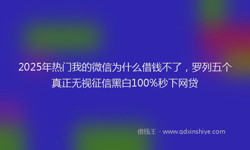 2025年热门我的微信为什么借钱不了，罗列五个真正无视征信黑白100%秒下网贷