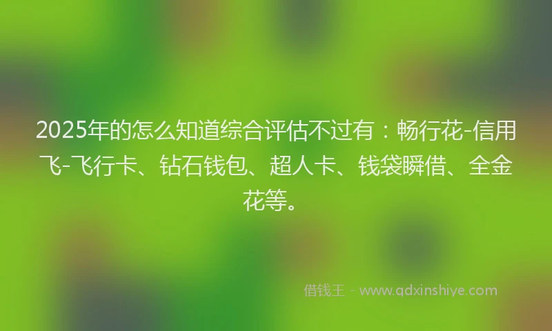 2025年的怎么知道综合评估不过有：畅行花-信用飞-飞行卡、钻石钱包、超人卡、钱袋瞬借、全金花等。
