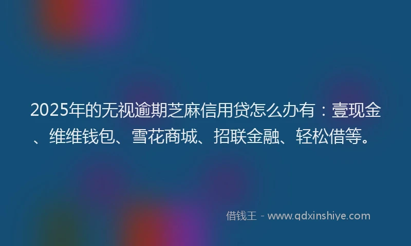 2025年的无视逾期芝麻信用贷怎么办有：壹现金、维维钱包、雪花商城、招联金融、轻松借等。