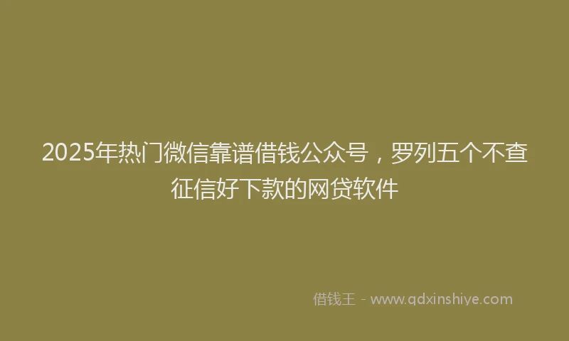 2025年热门微信靠谱借钱公众号，罗列五个不查征信好下款的网贷软件