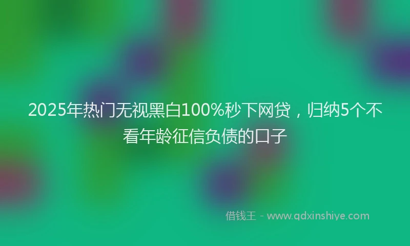 2025年热门无视黑白100%秒下网贷，归纳5个不看年龄征信负债的口子