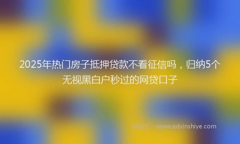 2025年热门房子抵押贷款不看征信吗，归纳5个无视黑白户秒过的网贷口子