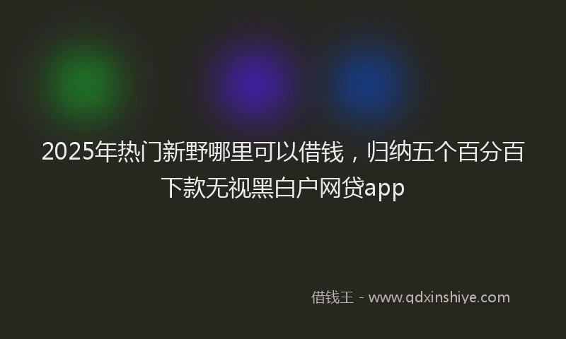 2025年热门新野哪里可以借钱，归纳五个百分百下款无视黑白户网贷app