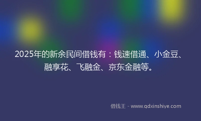 2025年的新余民间借钱有：钱速借通、小金豆、融享花、飞融金、京东金融等。