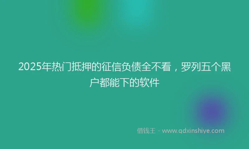 2025年热门抵押的征信负债全不看，罗列五个黑户都能下的软件