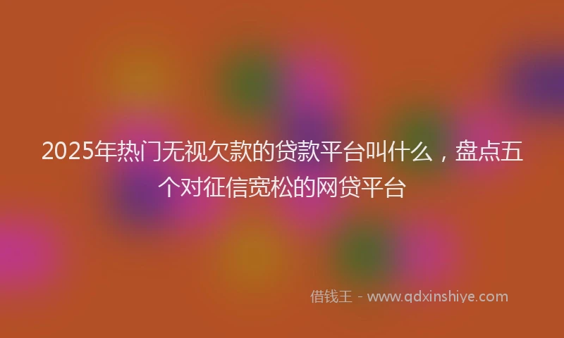 2025年热门无视欠款的贷款平台叫什么，盘点五个对征信宽松的网贷平台