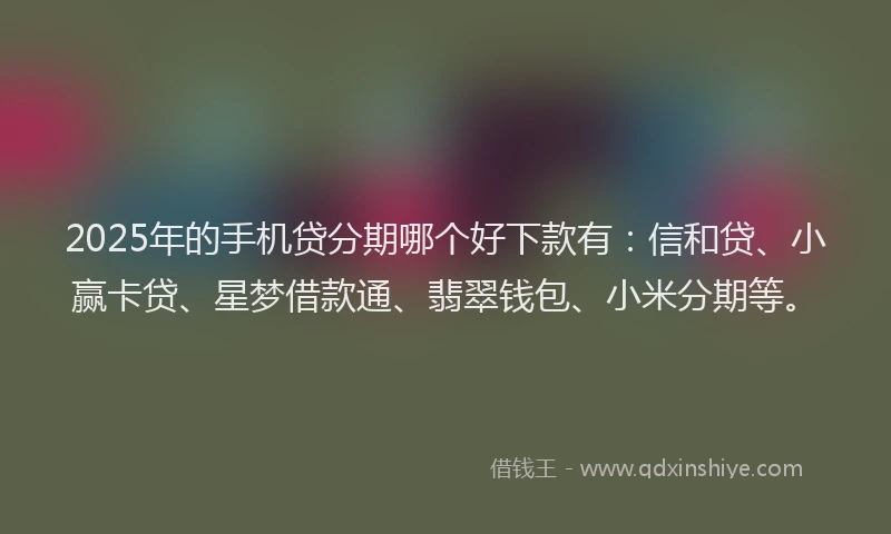 2025年的手机贷分期哪个好下款有：信和贷、小赢卡贷、星梦借款通、翡翠钱包、小米分期等。