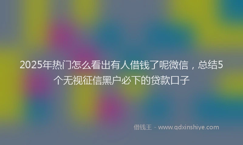2025年热门怎么看出有人借钱了呢微信，总结5个无视征信黑户必下的贷款口子