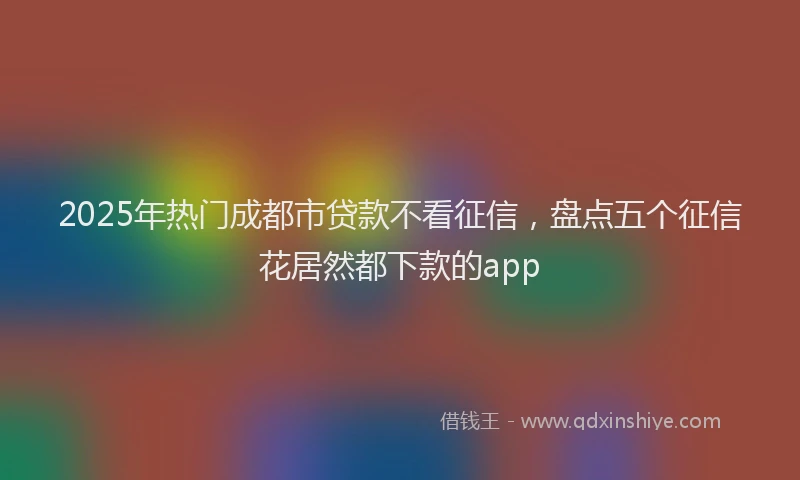 2025年热门成都市贷款不看征信，盘点五个征信花居然都下款的app
