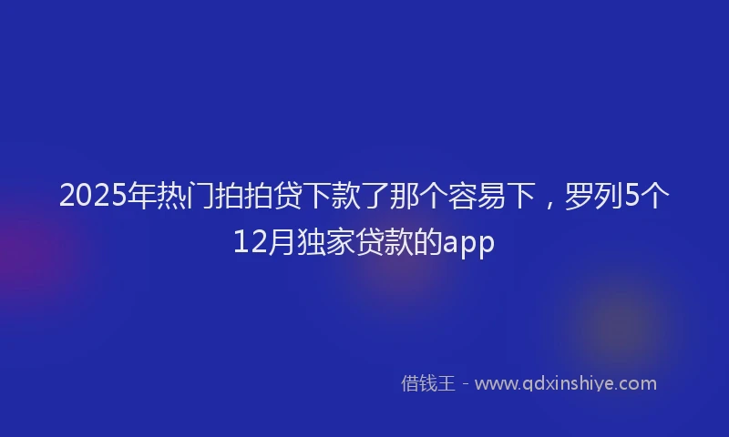 2025年热门拍拍贷下款了那个容易下，罗列5个12月独家贷款的app