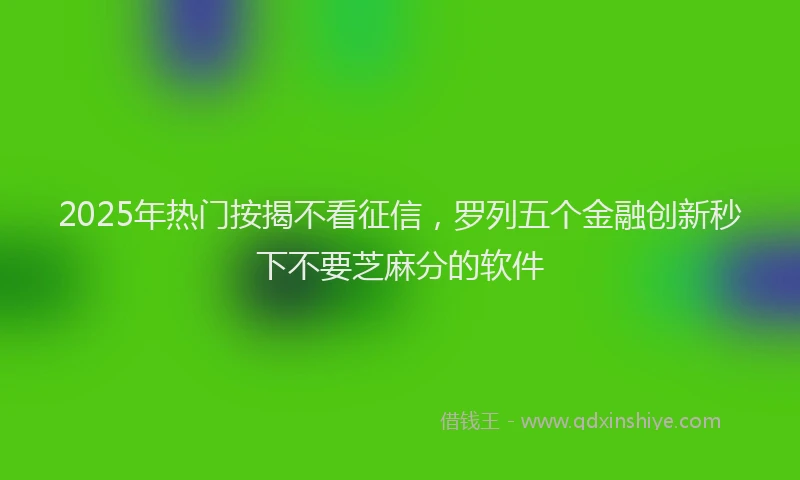 2025年热门按揭不看征信，罗列五个金融创新秒下不要芝麻分的软件