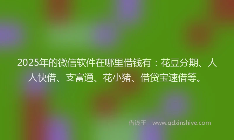 2025年的微信软件在哪里借钱有：花豆分期、人人快借、支富通、花小猪、借贷宝速借等。