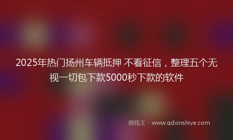 2025年热门扬州车辆抵押 不看征信，整理五个无视一切包下款5000秒下款的软件