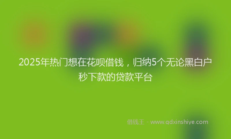 2025年热门想在花呗借钱，归纳5个无论黑白户秒下款的贷款平台