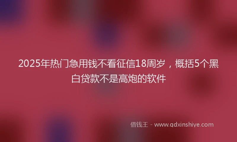 2025年热门急用钱不看征信18周岁，概括5个黑白贷款不是高炮的软件