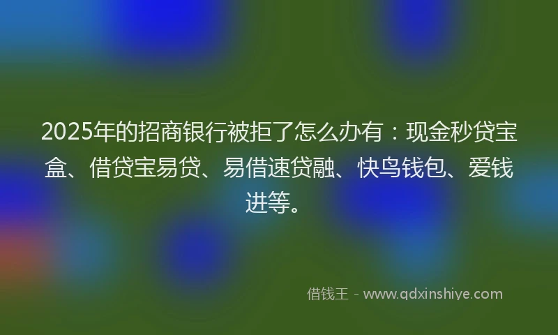 2025年的招商银行被拒了怎么办有：现金秒贷宝盒、借贷宝易贷、易借速贷融、快鸟钱包、爱钱进等。