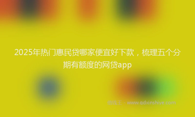 2025年热门惠民贷哪家便宜好下款，梳理五个分期有额度的网贷app