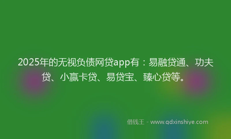 2025年的无视负债网贷app有：易融贷通、功夫贷、小赢卡贷、易贷宝、臻心贷等。