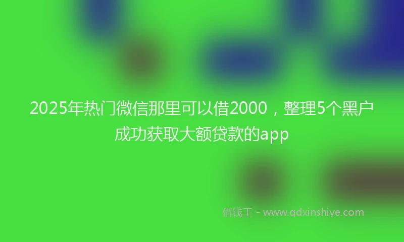 2025年热门微信那里可以借2000，整理5个黑户成功获取大额贷款的app