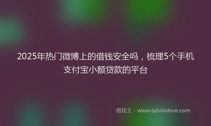 2025年热门微博上的借钱安全吗，梳理5个手机支付宝小额贷款的平台