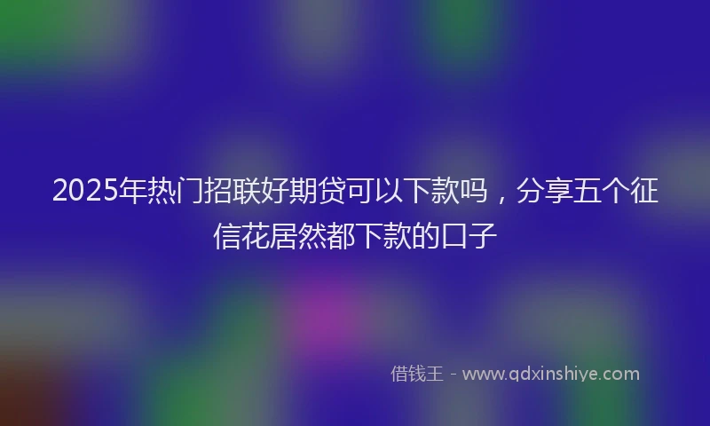2025年热门招联好期贷可以下款吗，分享五个征信花居然都下款的口子
