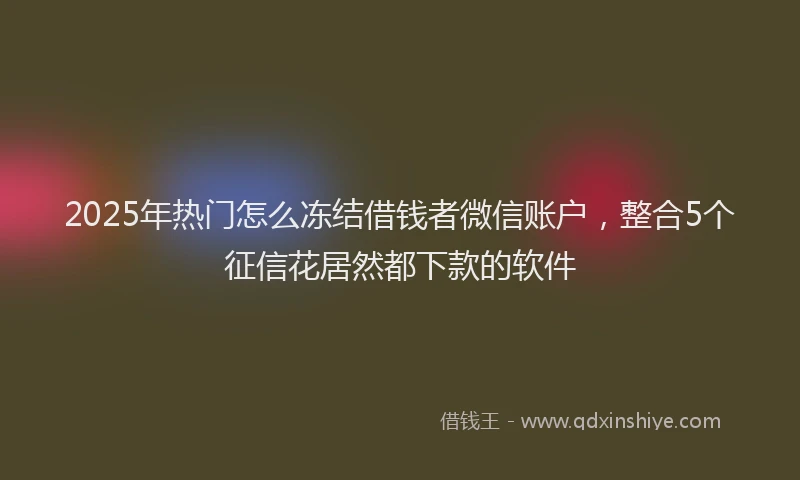 2025年热门怎么冻结借钱者微信账户，整合5个征信花居然都下款的软件