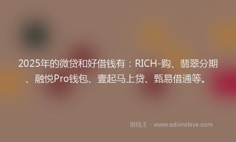 2025年的微贷和好借钱有：RICH-购、翡翠分期、融悦Pro钱包、壹起马上贷、甄易借通等。