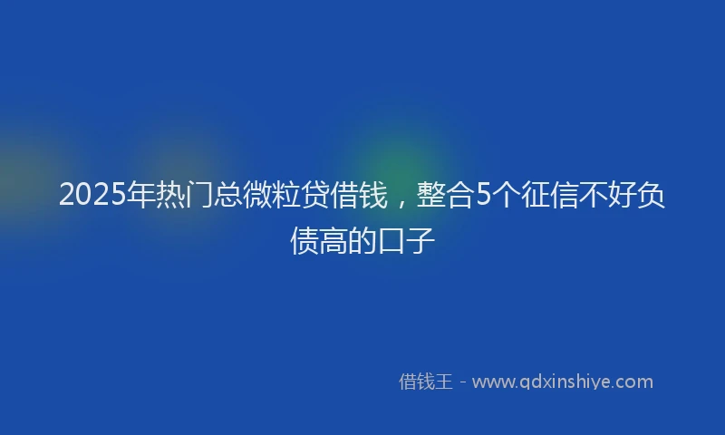 2025年热门总微粒贷借钱，整合5个征信不好负债高的口子