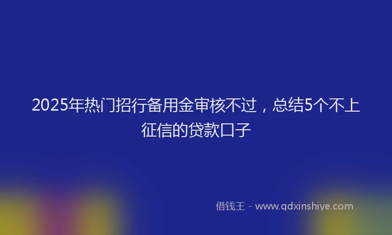 2025年热门招行备用金审核不过，总结5个不上征信的贷款口子