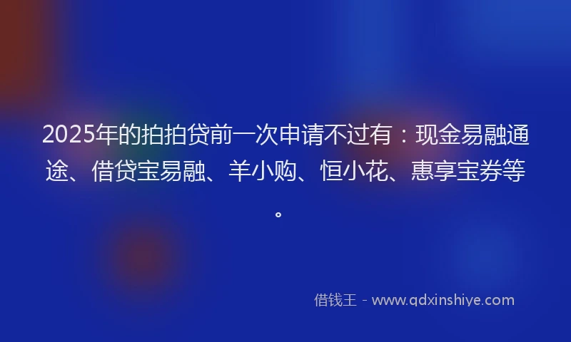2025年的拍拍贷前一次申请不过有：现金易融通途、借贷宝易融、羊小购、恒小花、惠享宝券等。