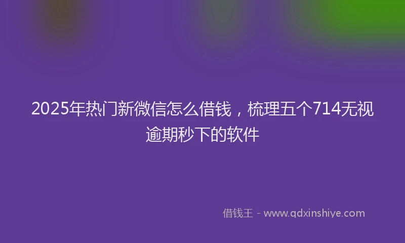 2025年热门新微信怎么借钱，梳理五个714无视逾期秒下的软件